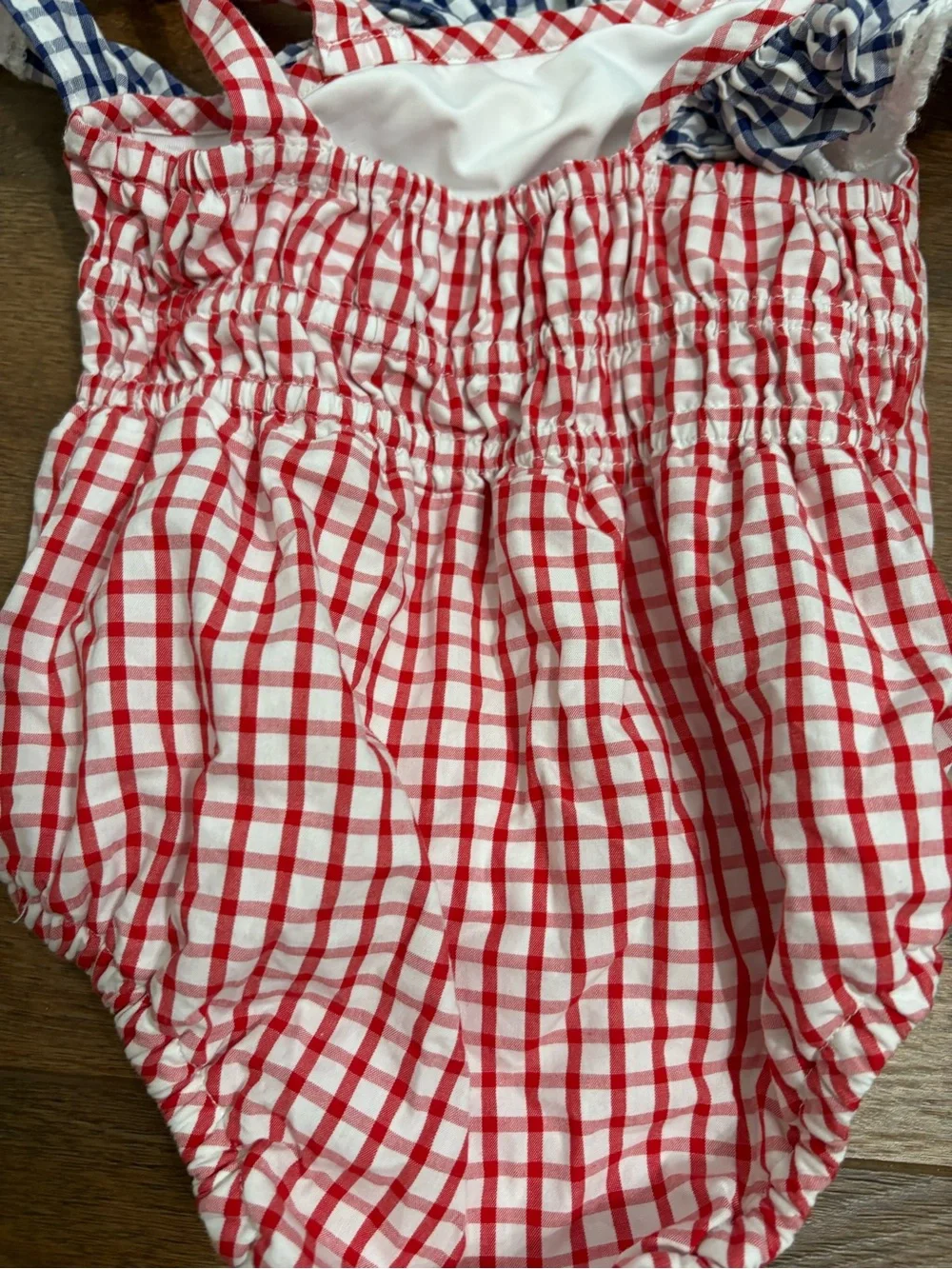 Cecil & Lou Girls 2T Red White Blue Gingham Patriotic Ruffle Swimsuit